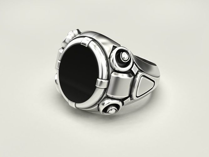Ring with black onyx 3D print model