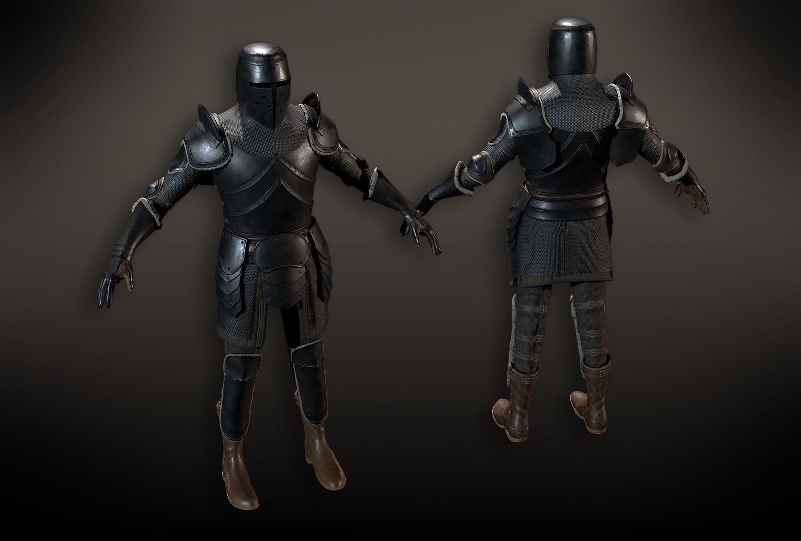 Lowpoly PBR Knight Armour Free low-poly 3D model_6