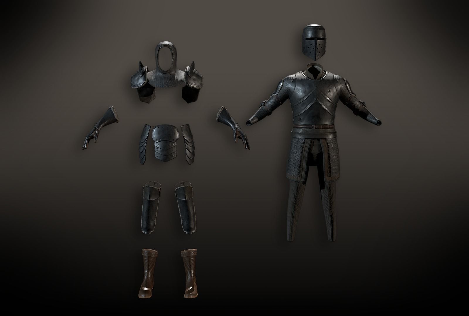 Lowpoly PBR Knight Armour Free low-poly 3D model_11