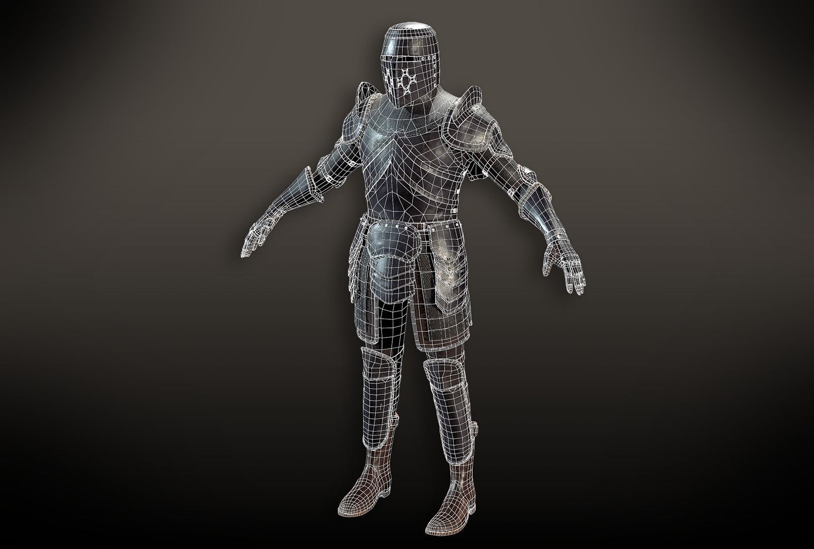 Lowpoly PBR Knight Armour Free low-poly 3D model_8