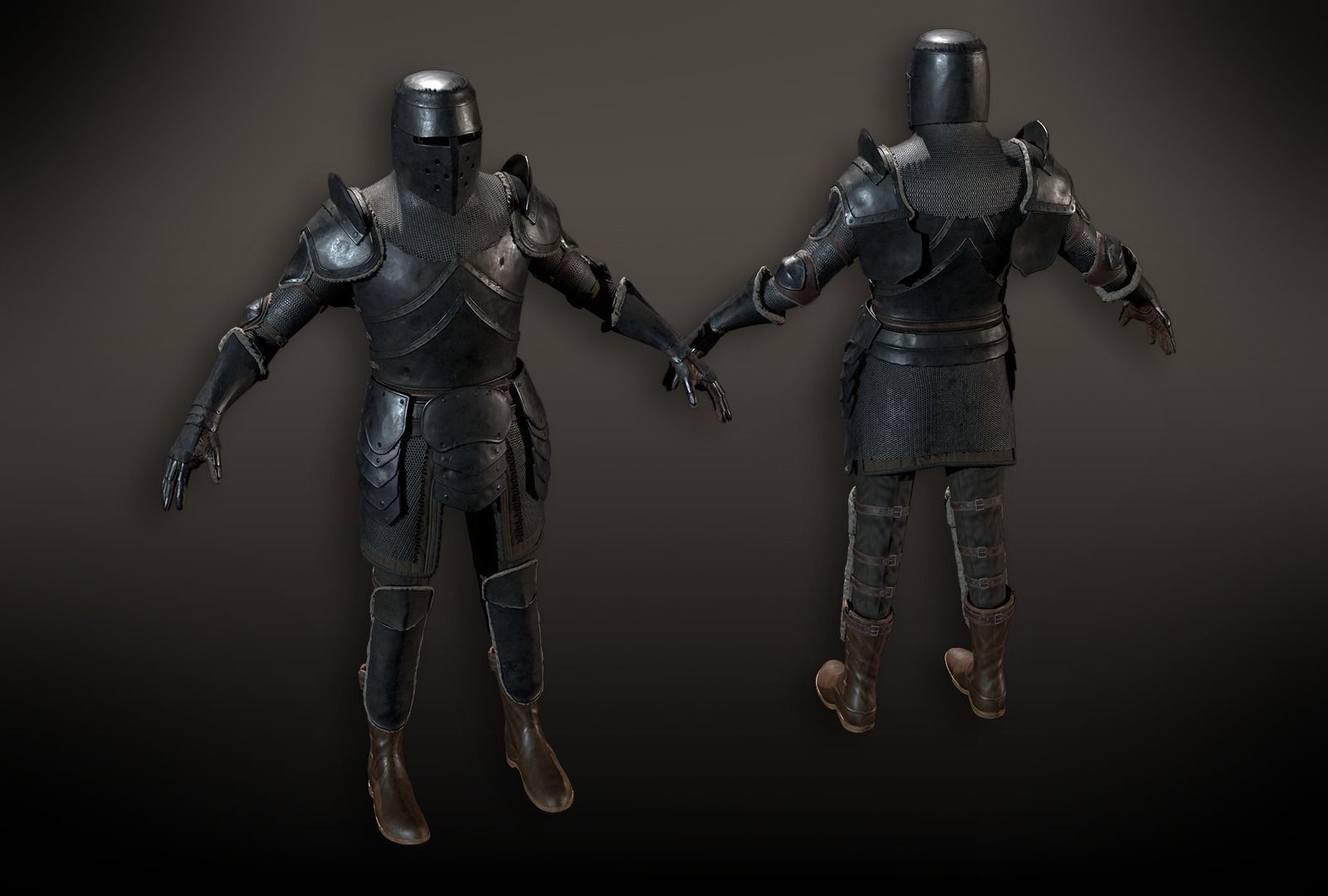 Lowpoly PBR Knight Armour Free low-poly 3D model_4