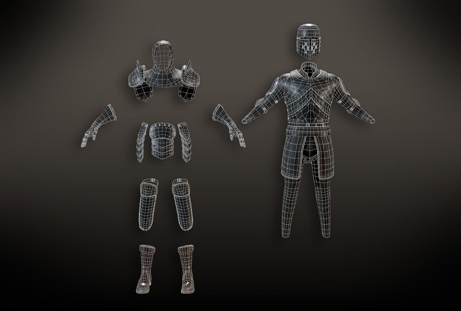 Lowpoly PBR Knight Armour Free low-poly 3D model_12