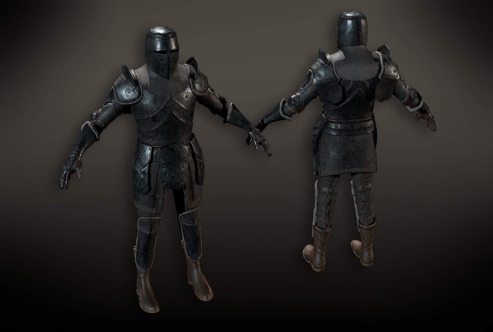 Lowpoly PBR Knight Armour Free low-poly 3D model_5
