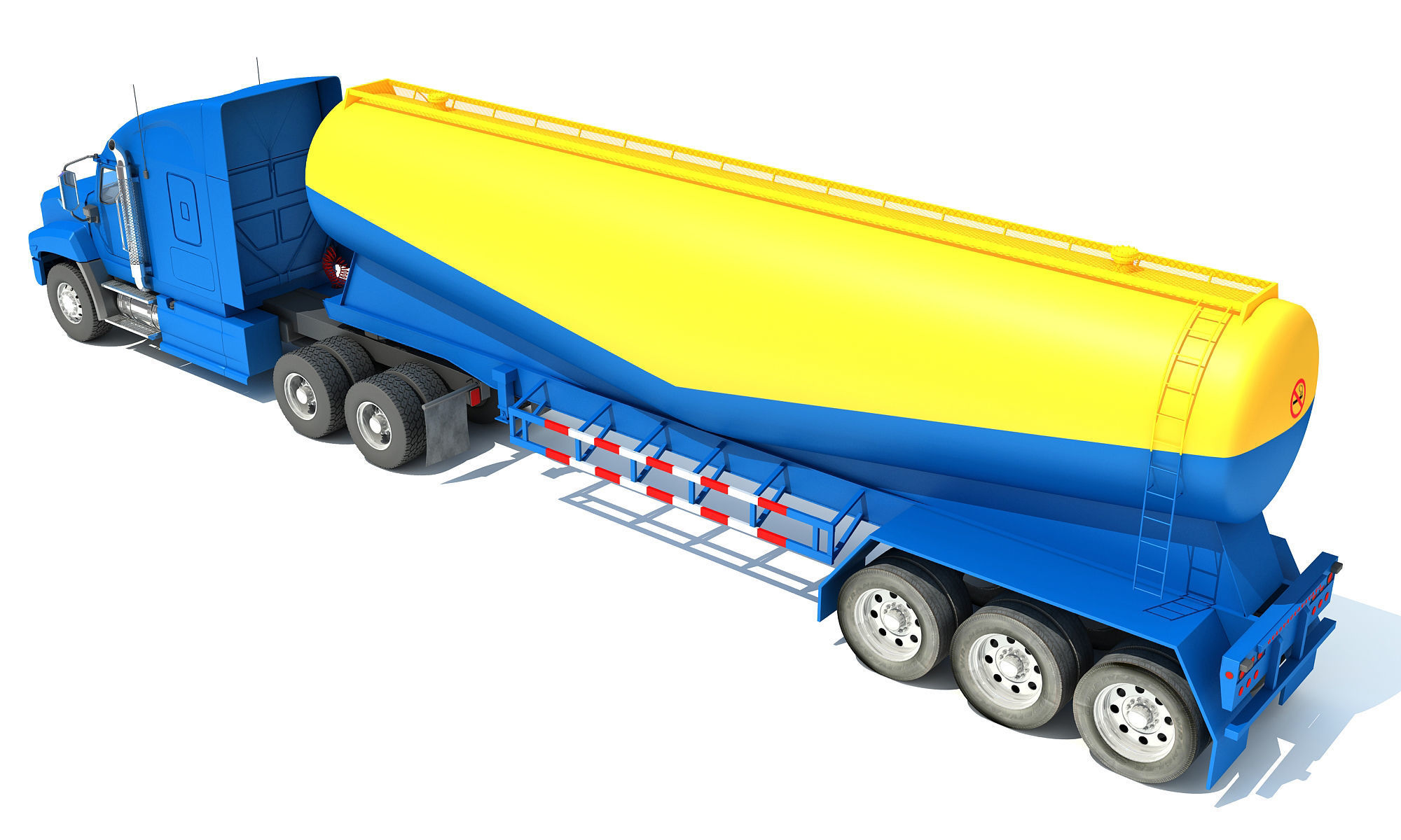Truck with Tanker Trailer 3D model_4