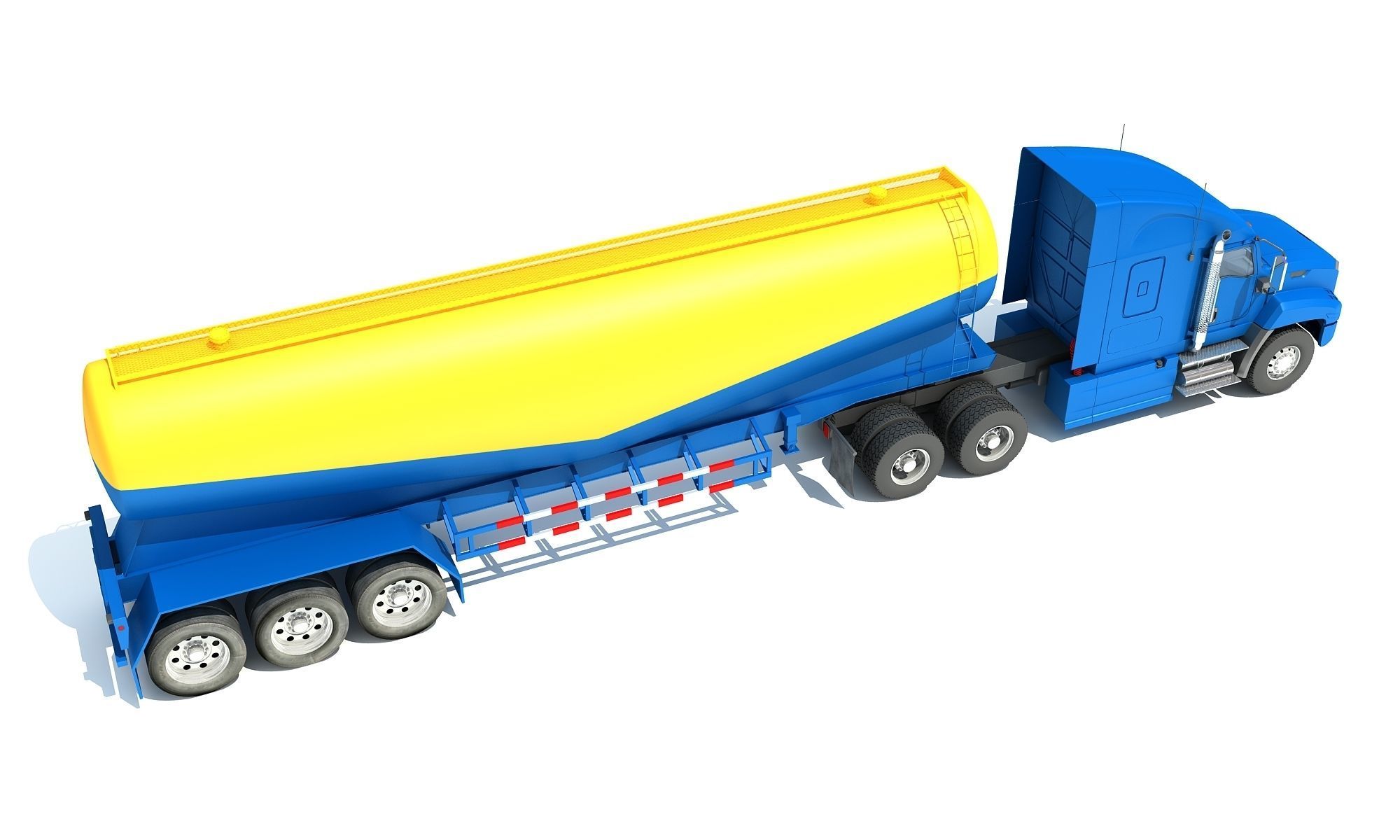 Truck with Tanker Trailer 3D model_6