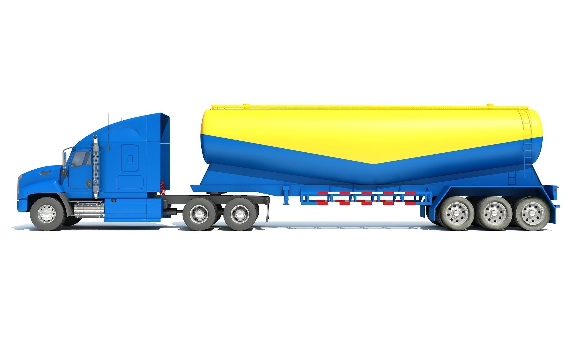 Truck with Tanker Trailer 3D model_2