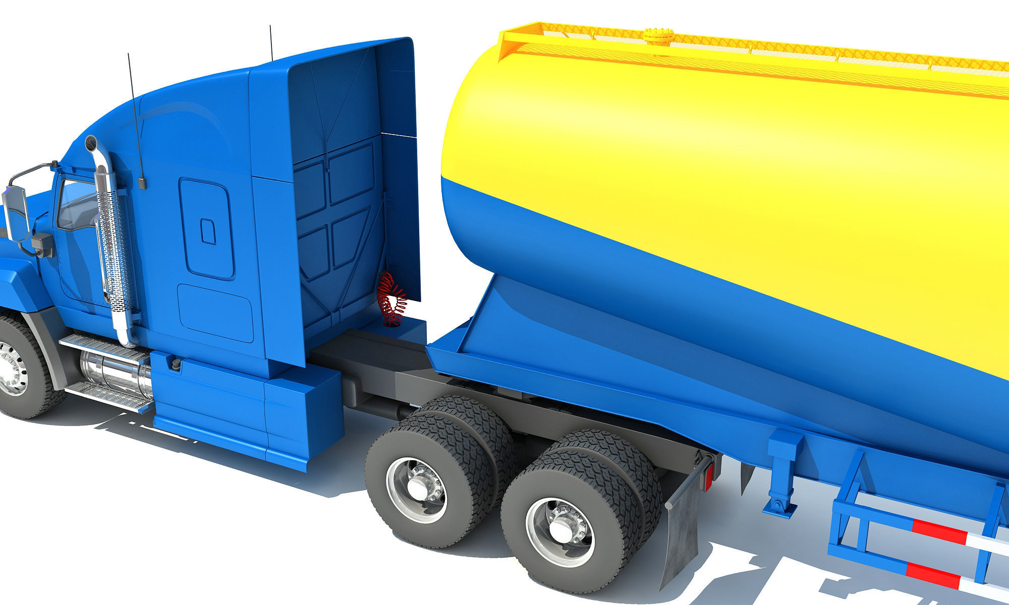 Truck with Tanker Trailer 3D model_11