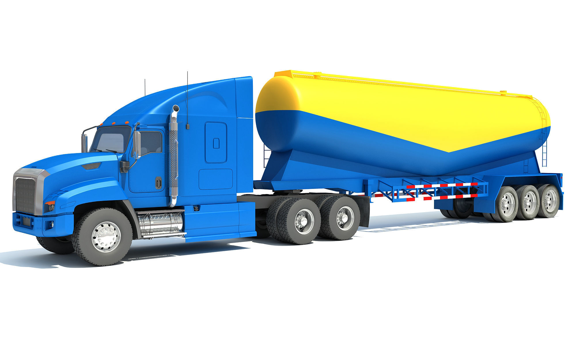 Truck with Tanker Trailer 3D model_1