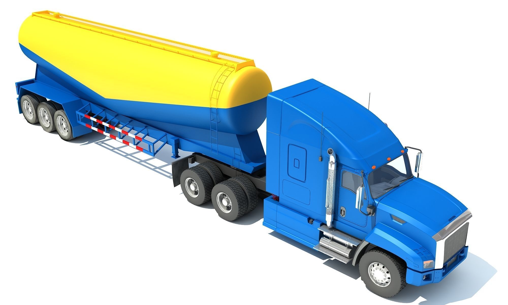 Truck with Tanker Trailer 3D model_9