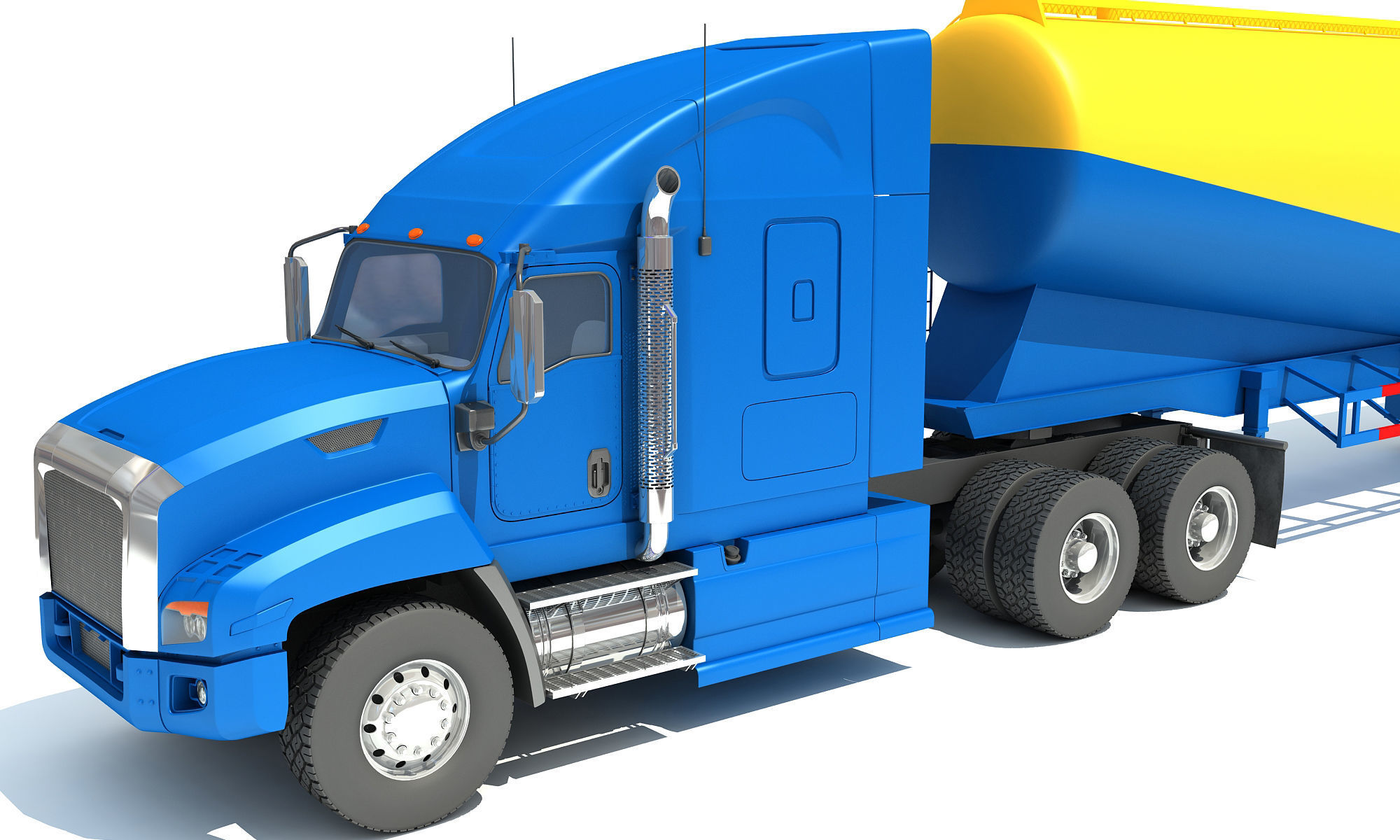 Truck with Tanker Trailer 3D model_10