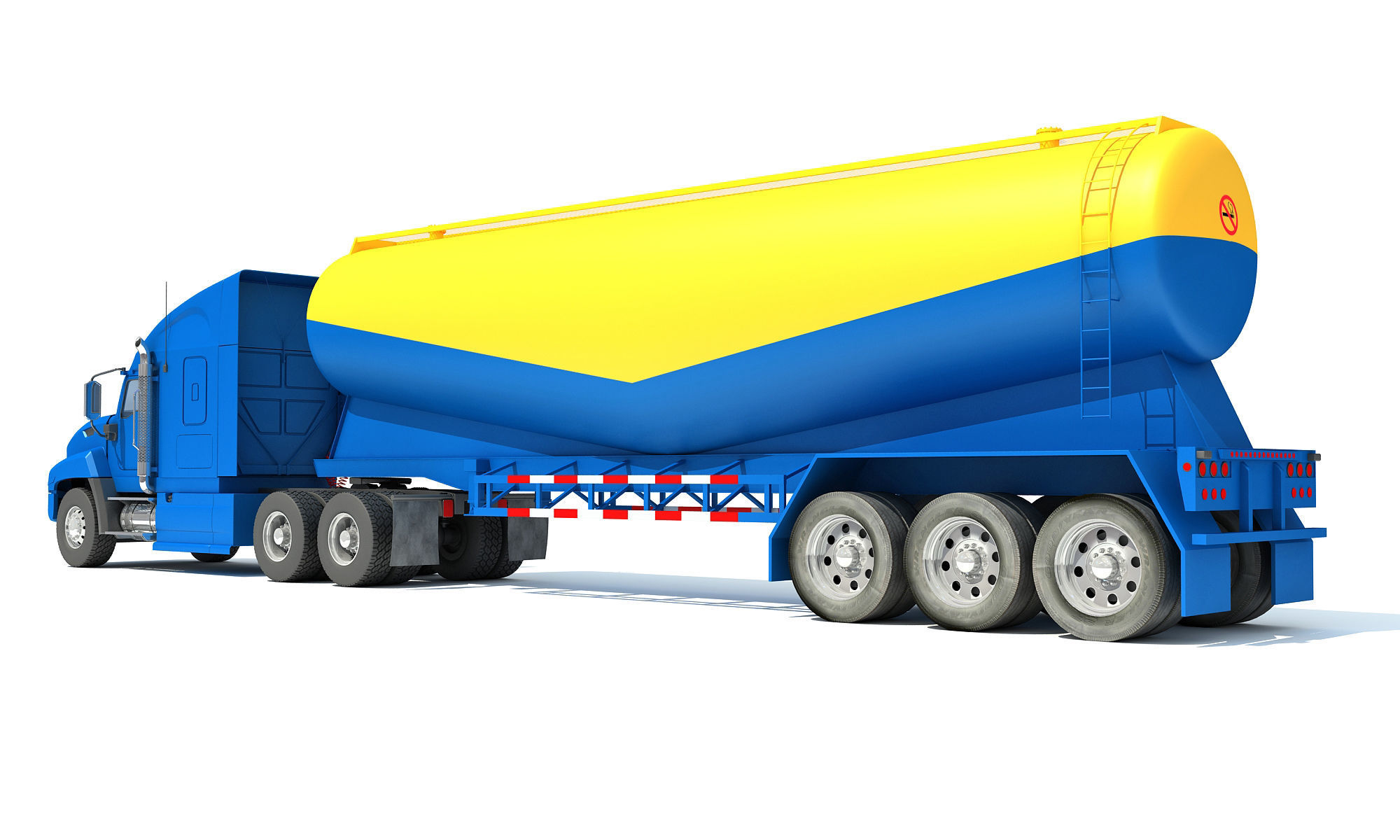 Truck with Tanker Trailer 3D model_3