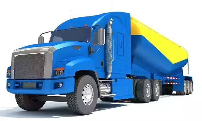Truck with Tanker Trailer 3D model