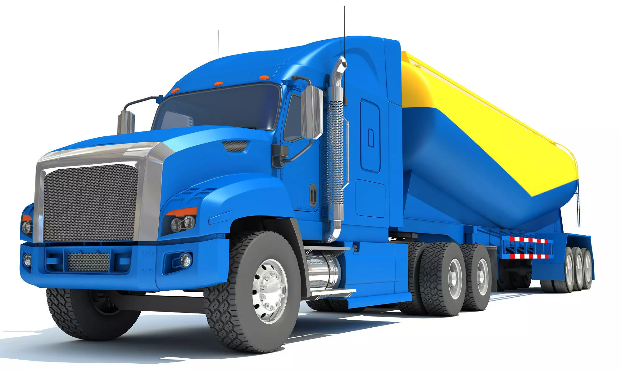 Truck with Tanker Trailer 3D model_0