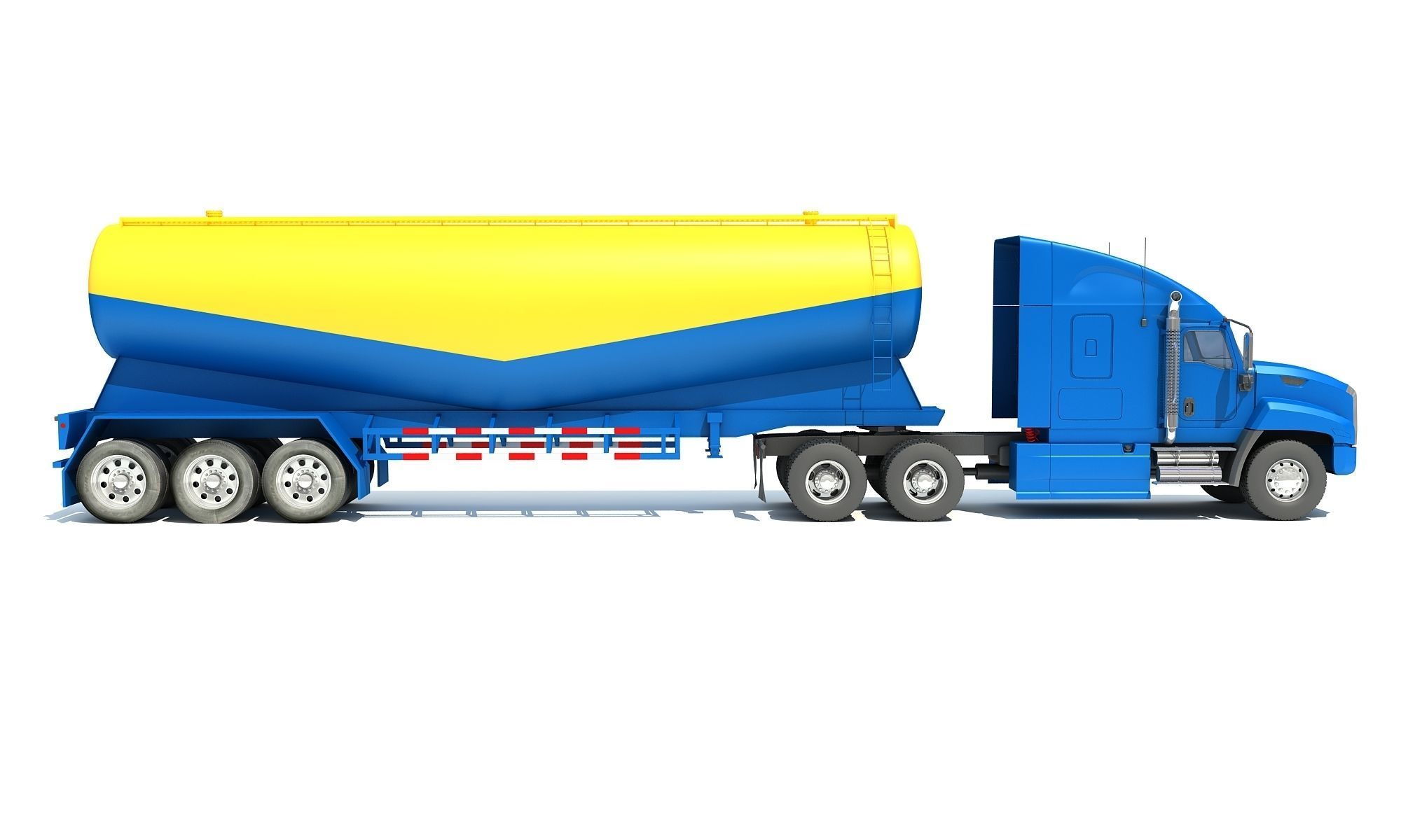 Truck with Tanker Trailer 3D model_7