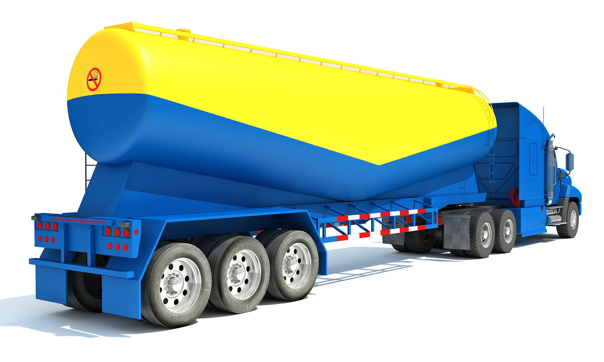 Truck with Tanker Trailer 3D model_5