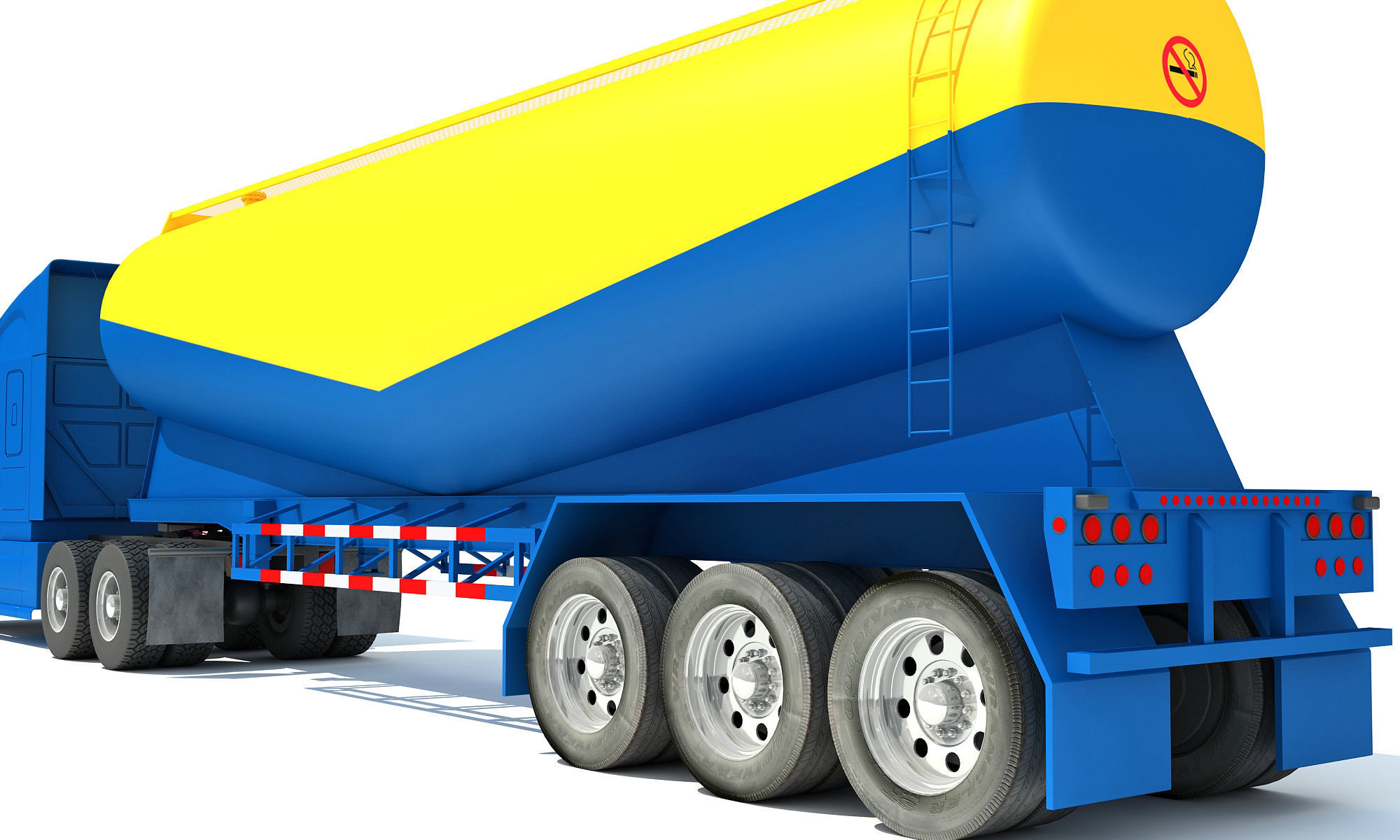 Truck with Tanker Trailer 3D model_12