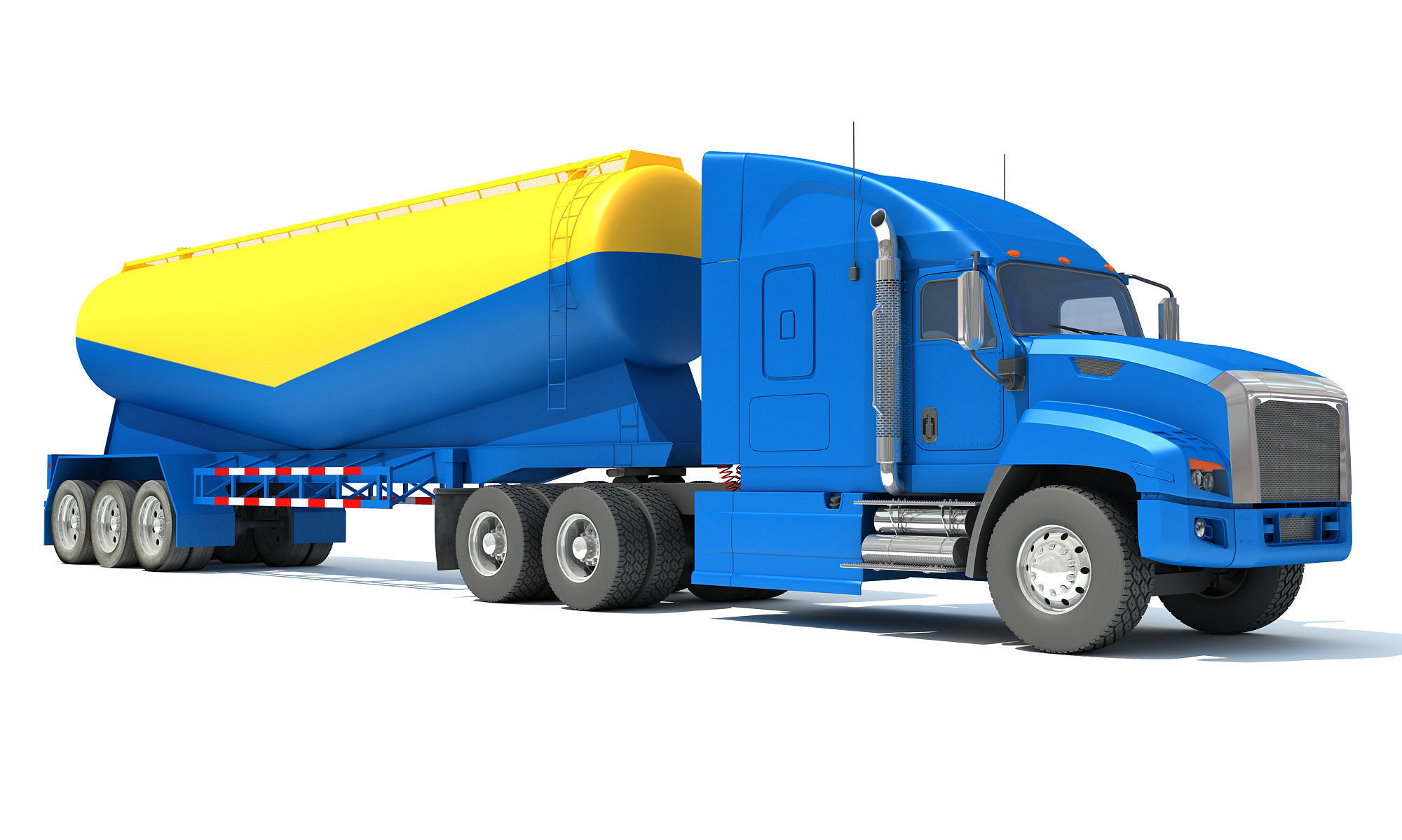 Truck with Tanker Trailer 3D model_8