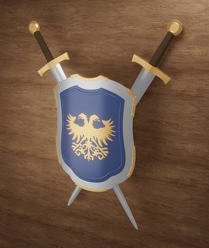 Medieval Shield with double headed eagle emblem Free 3D model