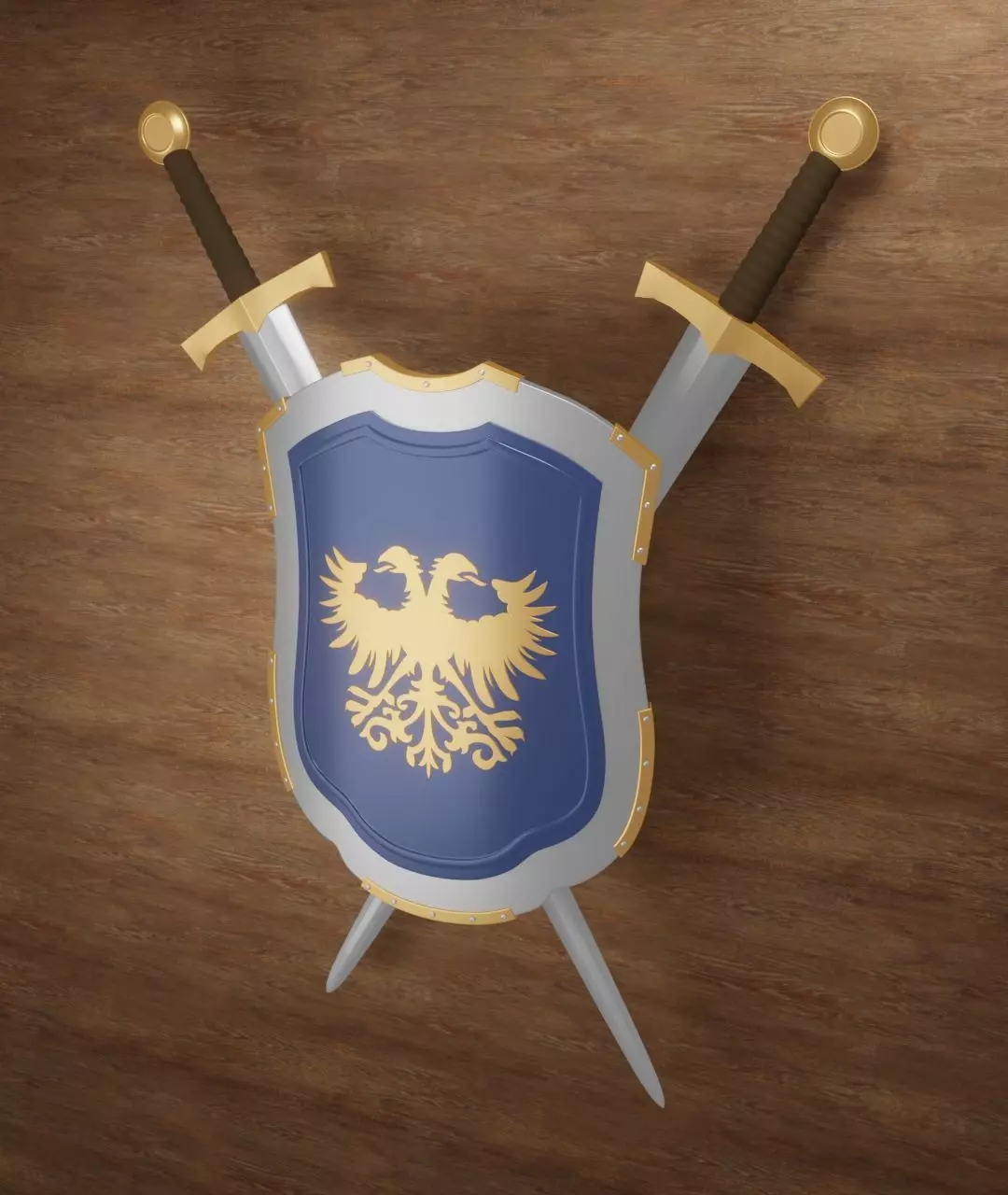 Medieval Shield with double headed eagle emblem Free 3D model
