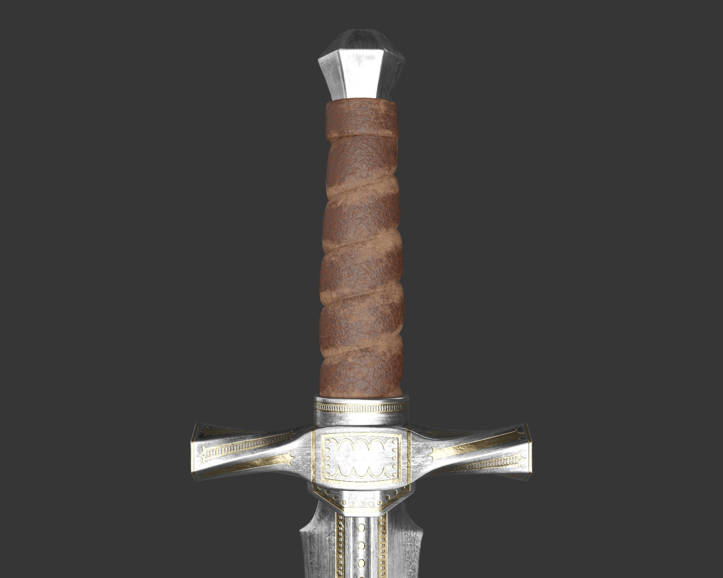Medieval Noble Weapon Dagger Low-poly 3D model_12