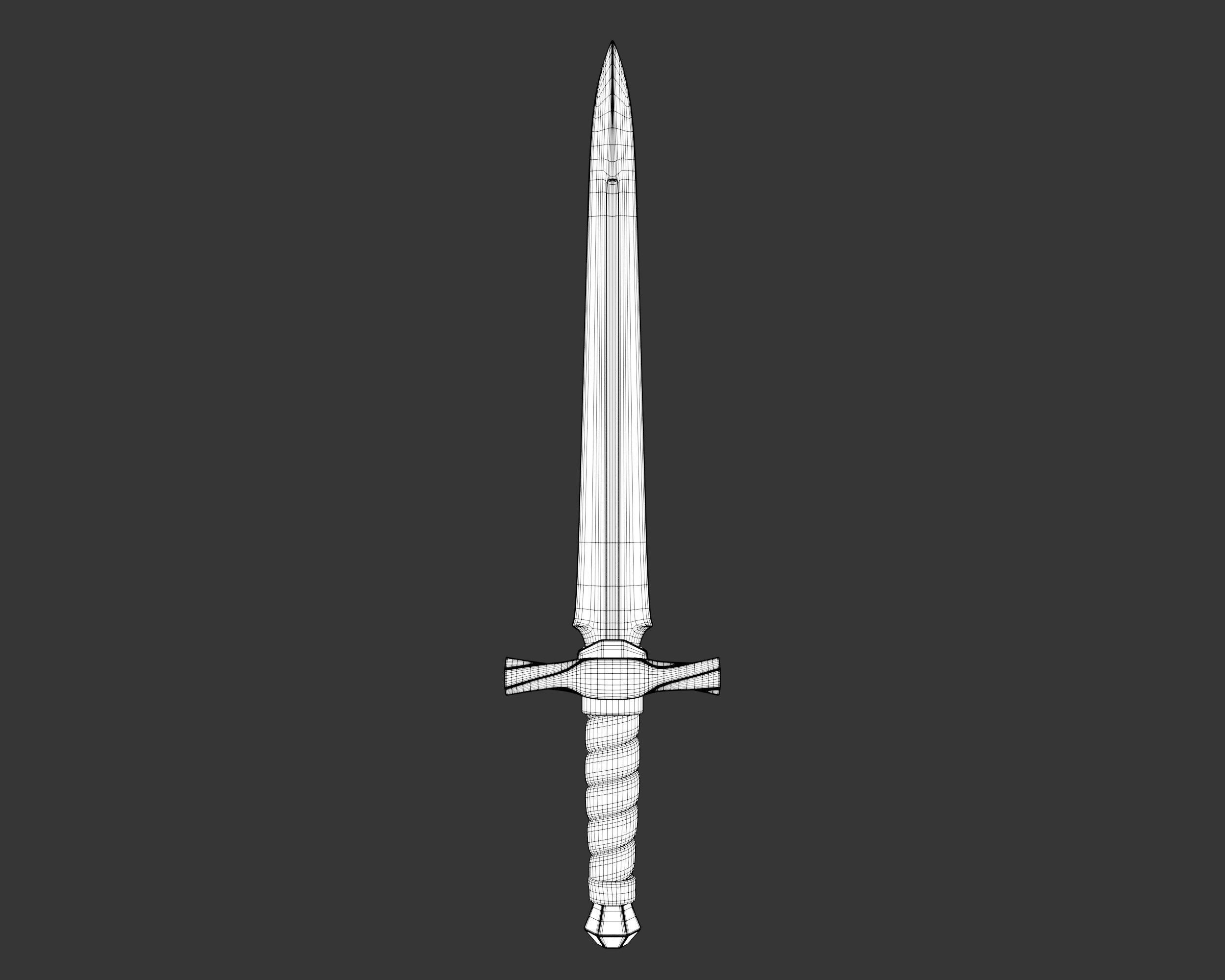 Medieval Noble Weapon Dagger Low-poly 3D model_5
