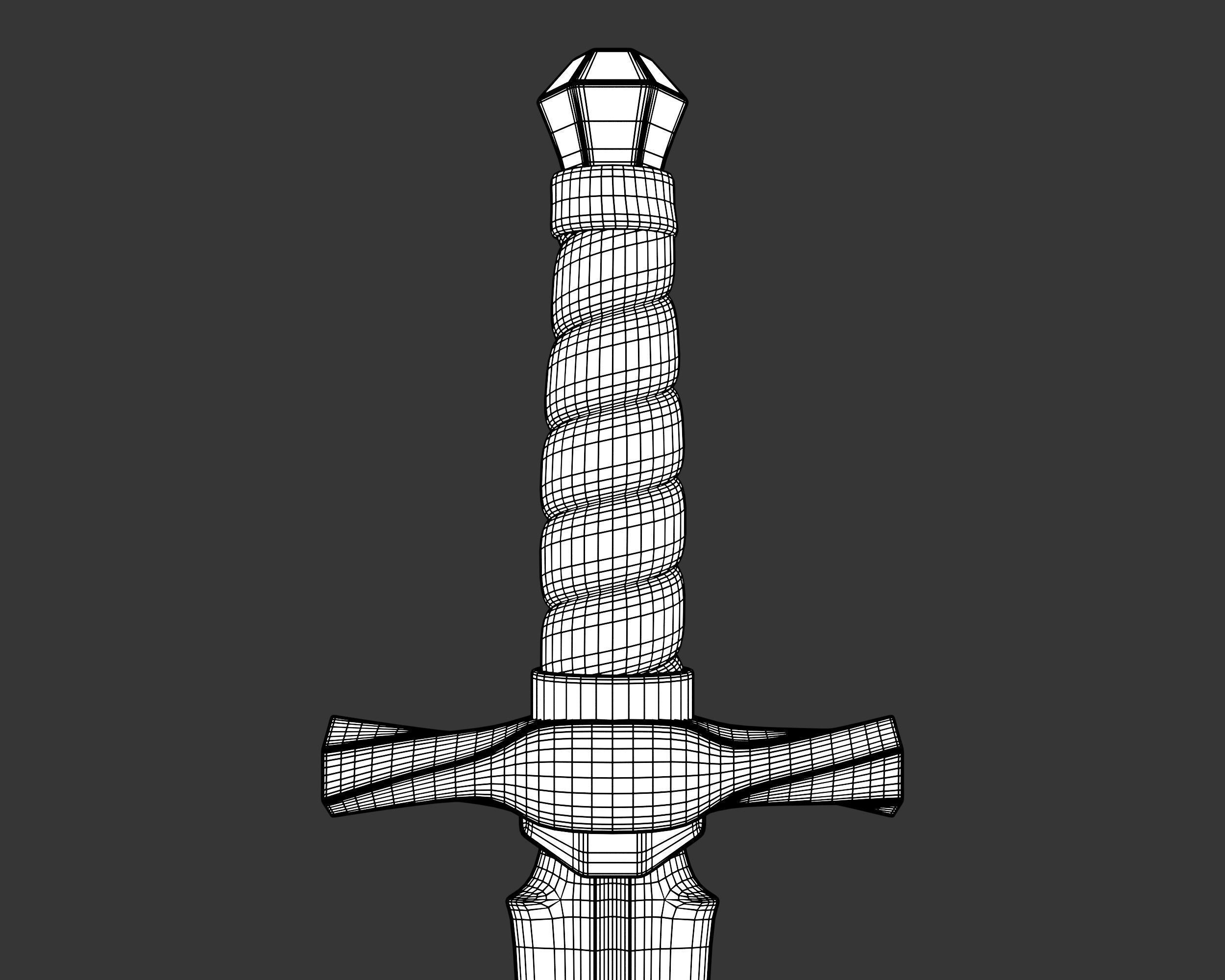Medieval Noble Weapon Dagger Low-poly 3D model_14
