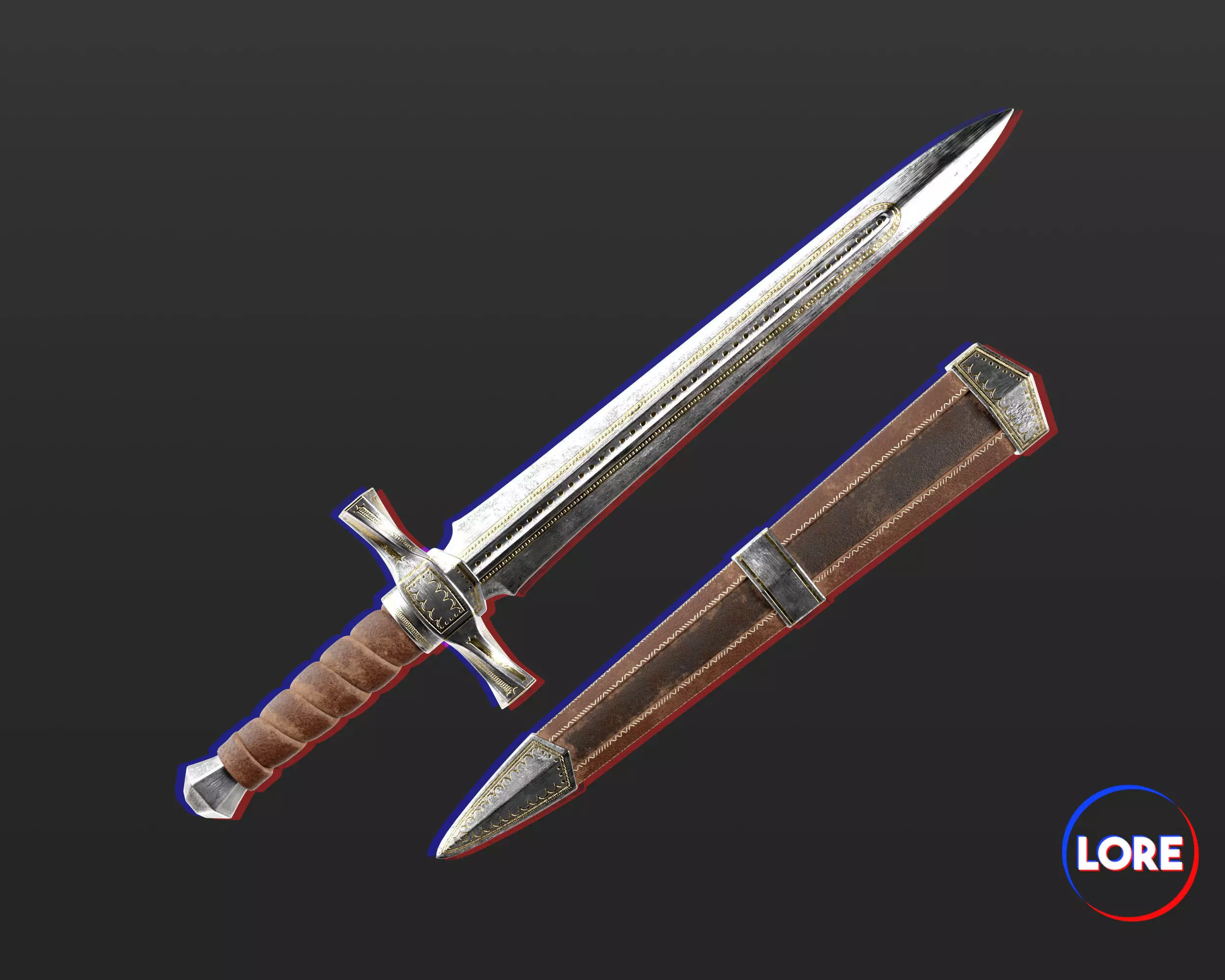 Medieval Noble Weapon Dagger Low-poly 3D model_0