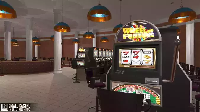 Small casino - interior and props Low-poly 3D model