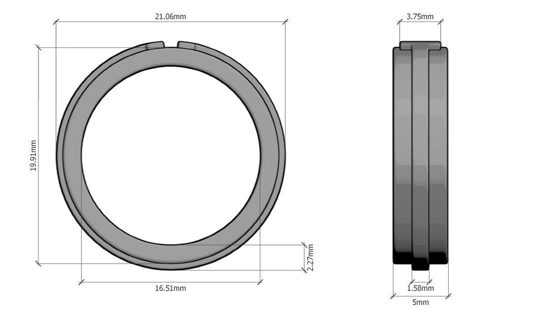 Two Narrow Ring 3D print model 3D print model_4