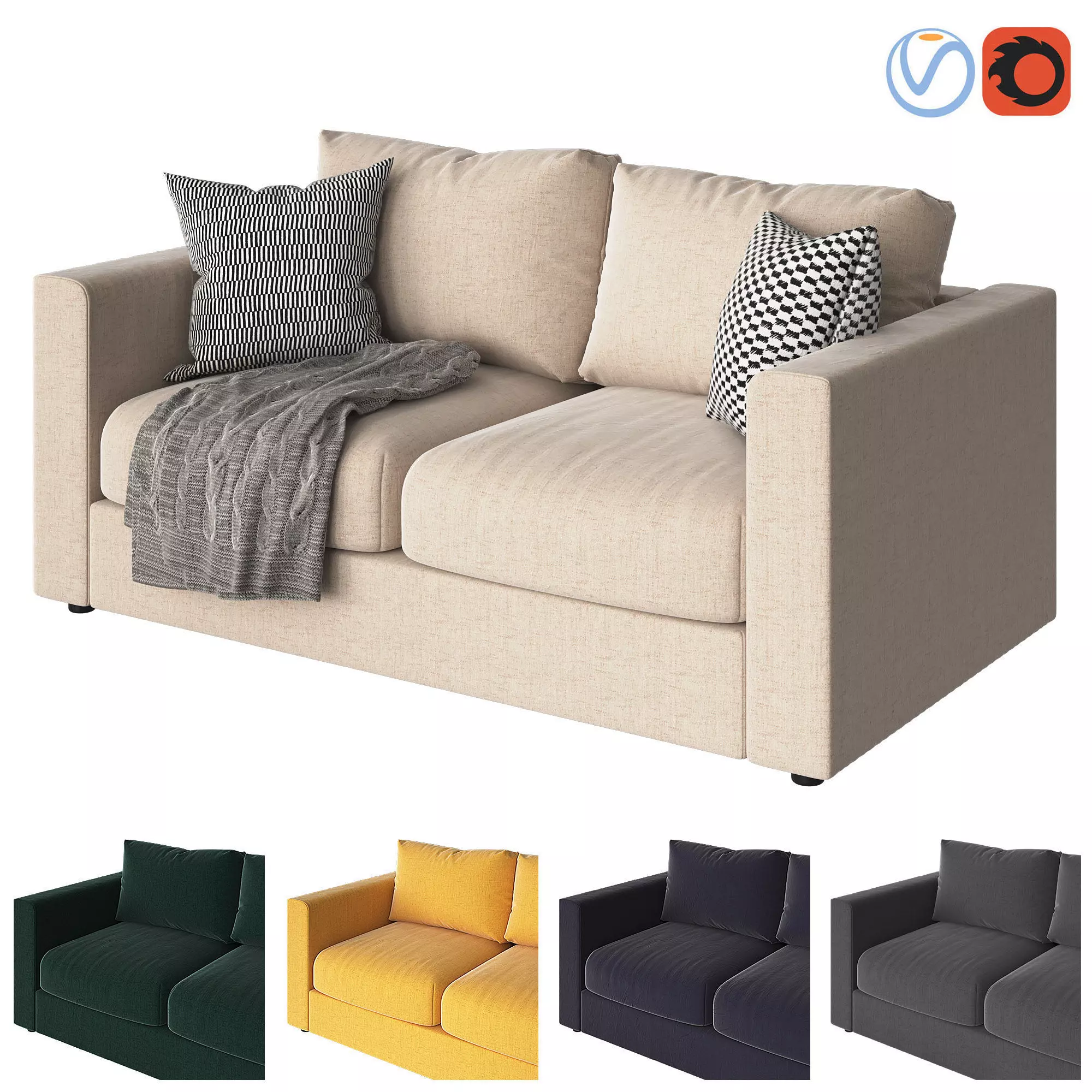 vimle 2 seater sofa ikea bedroom furniture sets home 3D model
