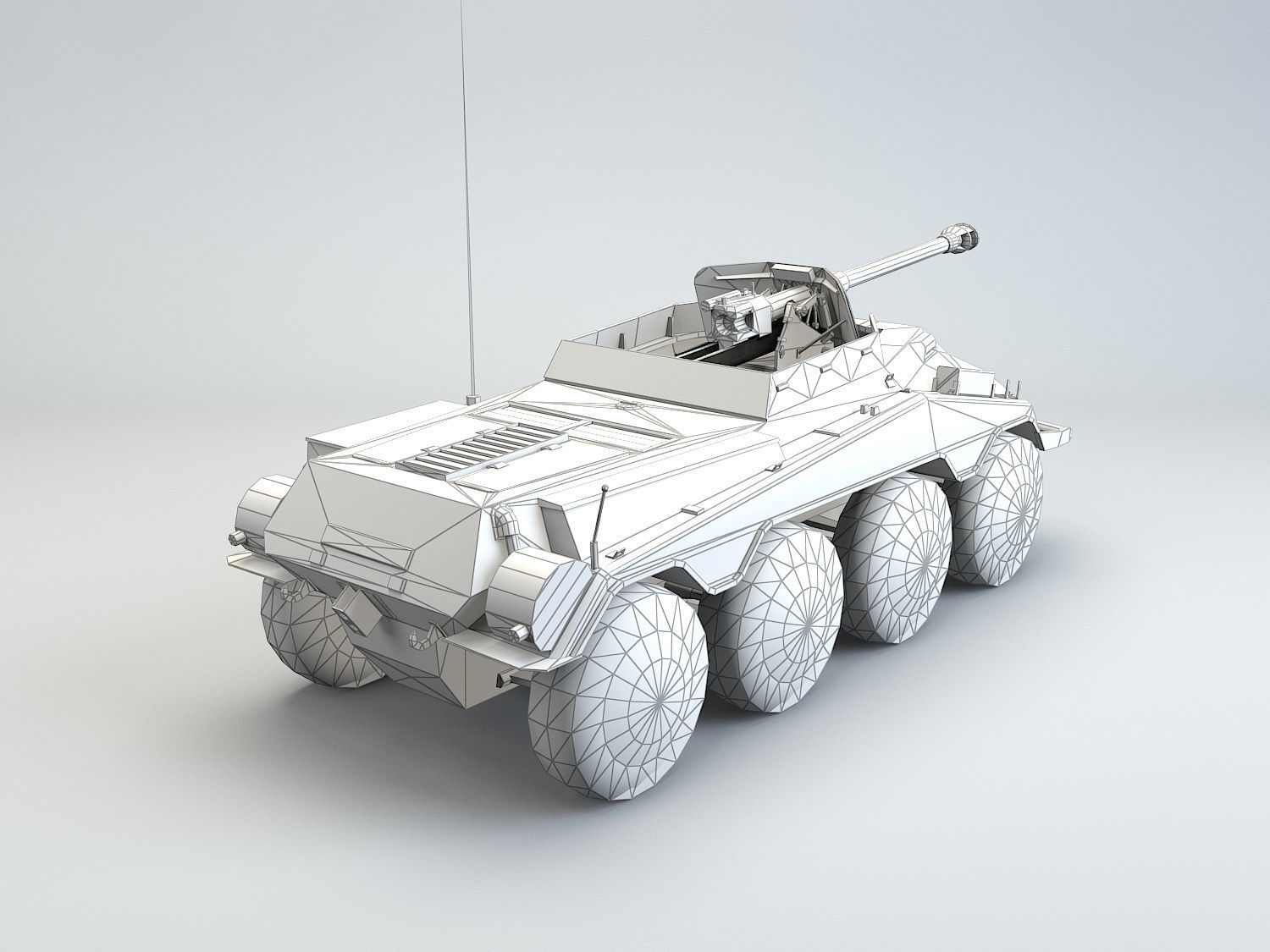 Low Poly SdKfz 234 4 Pakwagen Low-poly 3D model_6
