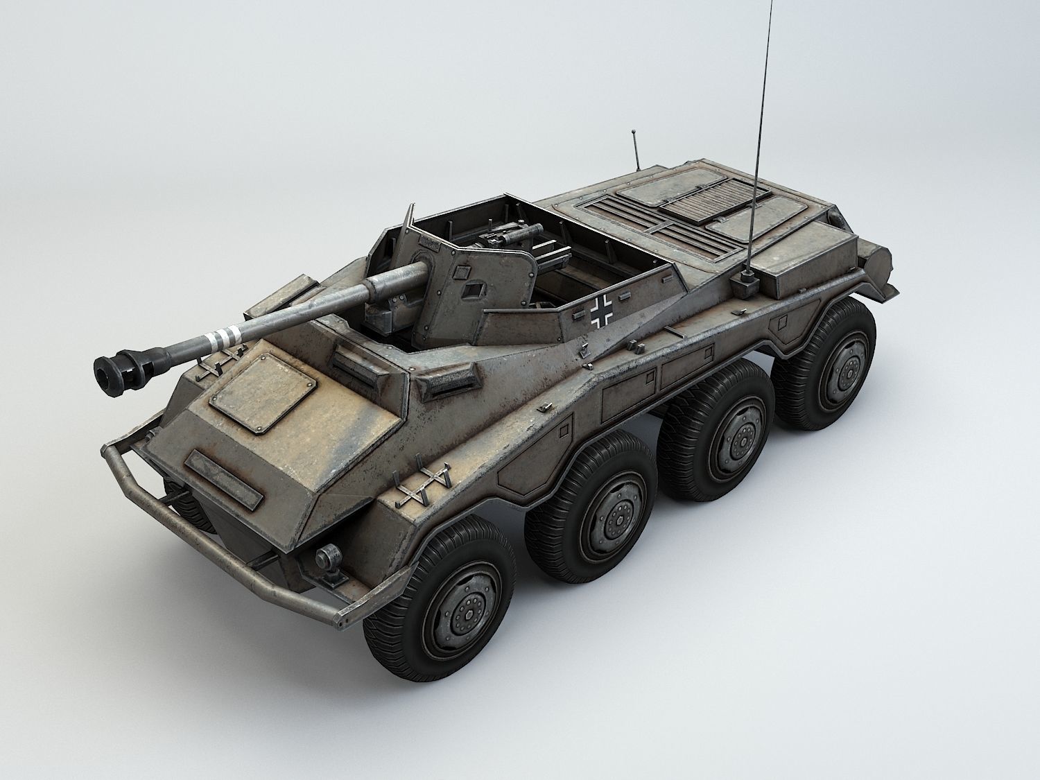 Low Poly SdKfz 234 4 Pakwagen Low-poly 3D model_11