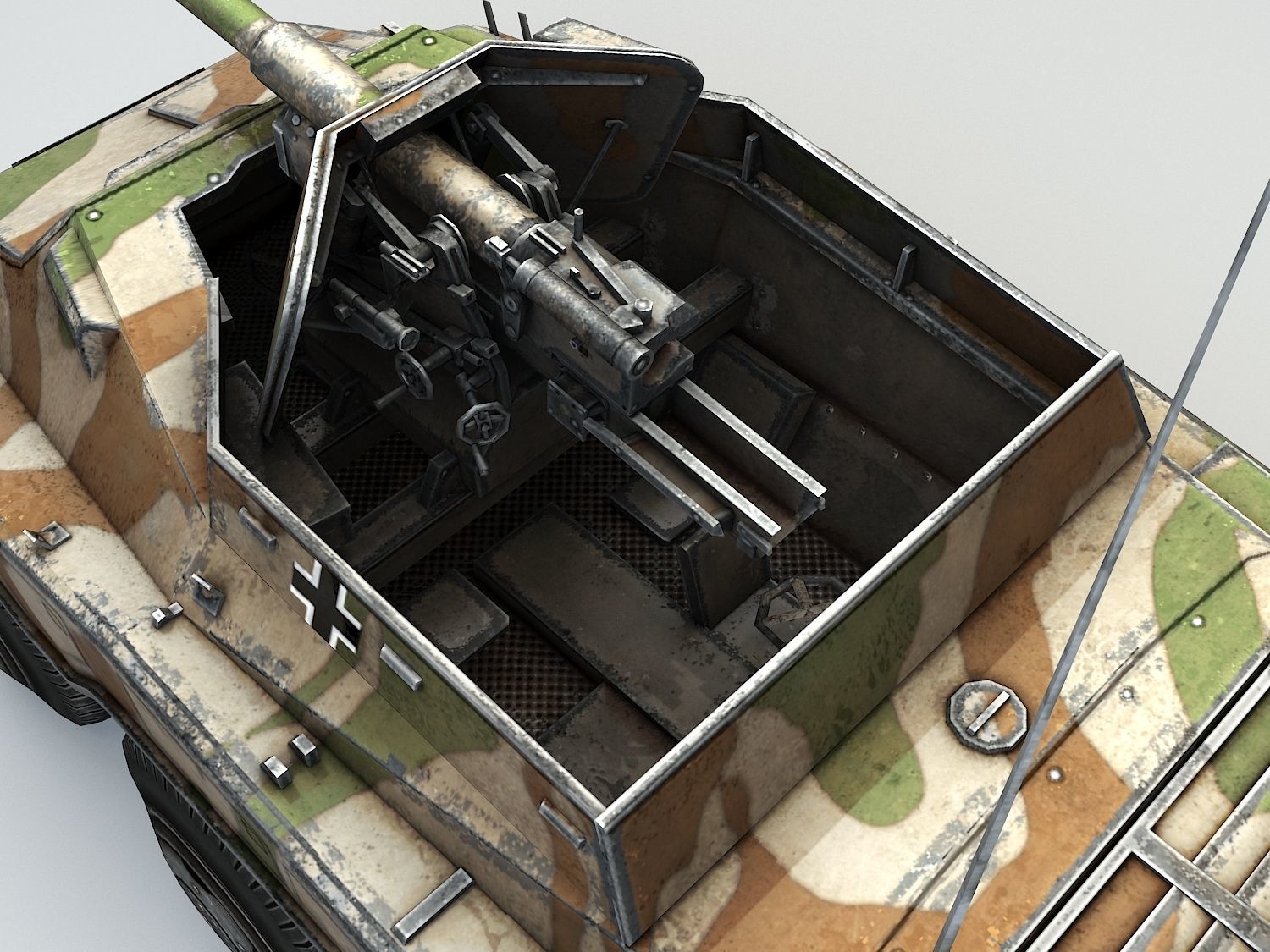 Low Poly SdKfz 234 4 Pakwagen Low-poly 3D model_14