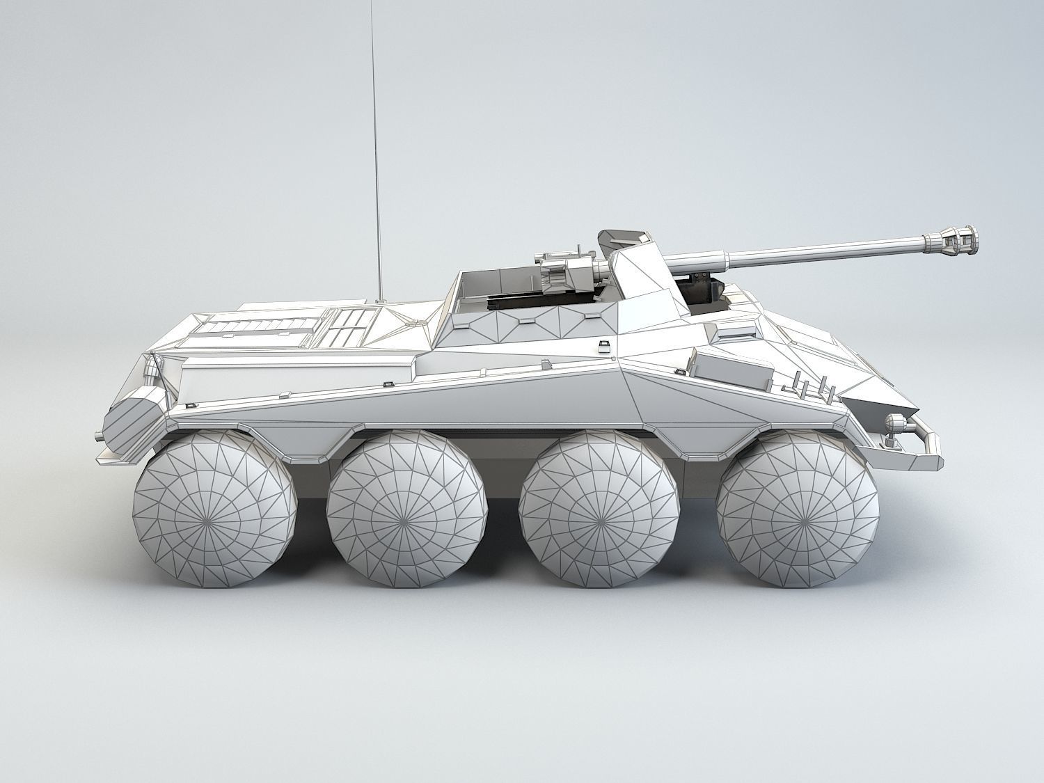Low Poly SdKfz 234 4 Pakwagen Low-poly 3D model_8