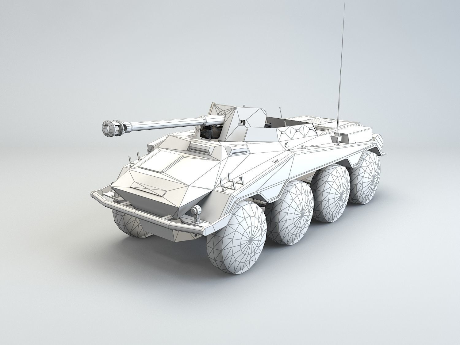 Low Poly SdKfz 234 4 Pakwagen Low-poly 3D model_2