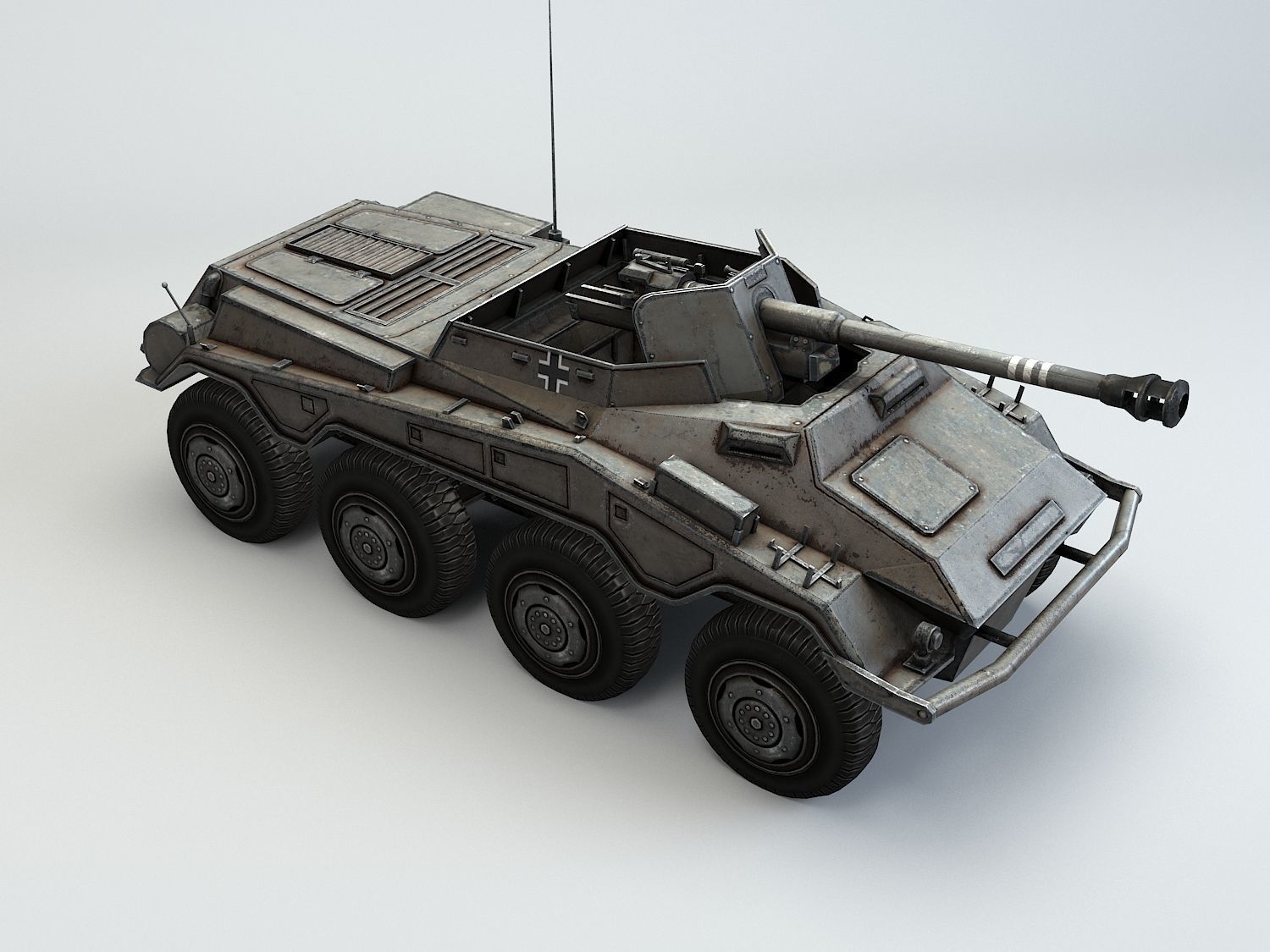 Low Poly SdKfz 234 4 Pakwagen Low-poly 3D model_13
