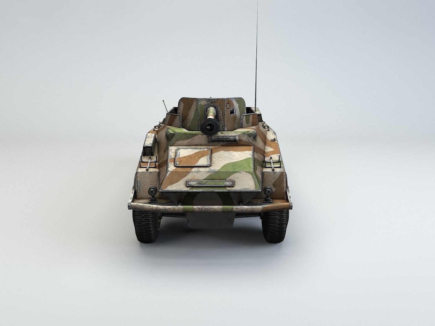 Low Poly SdKfz 234 4 Pakwagen Low-poly 3D model_3