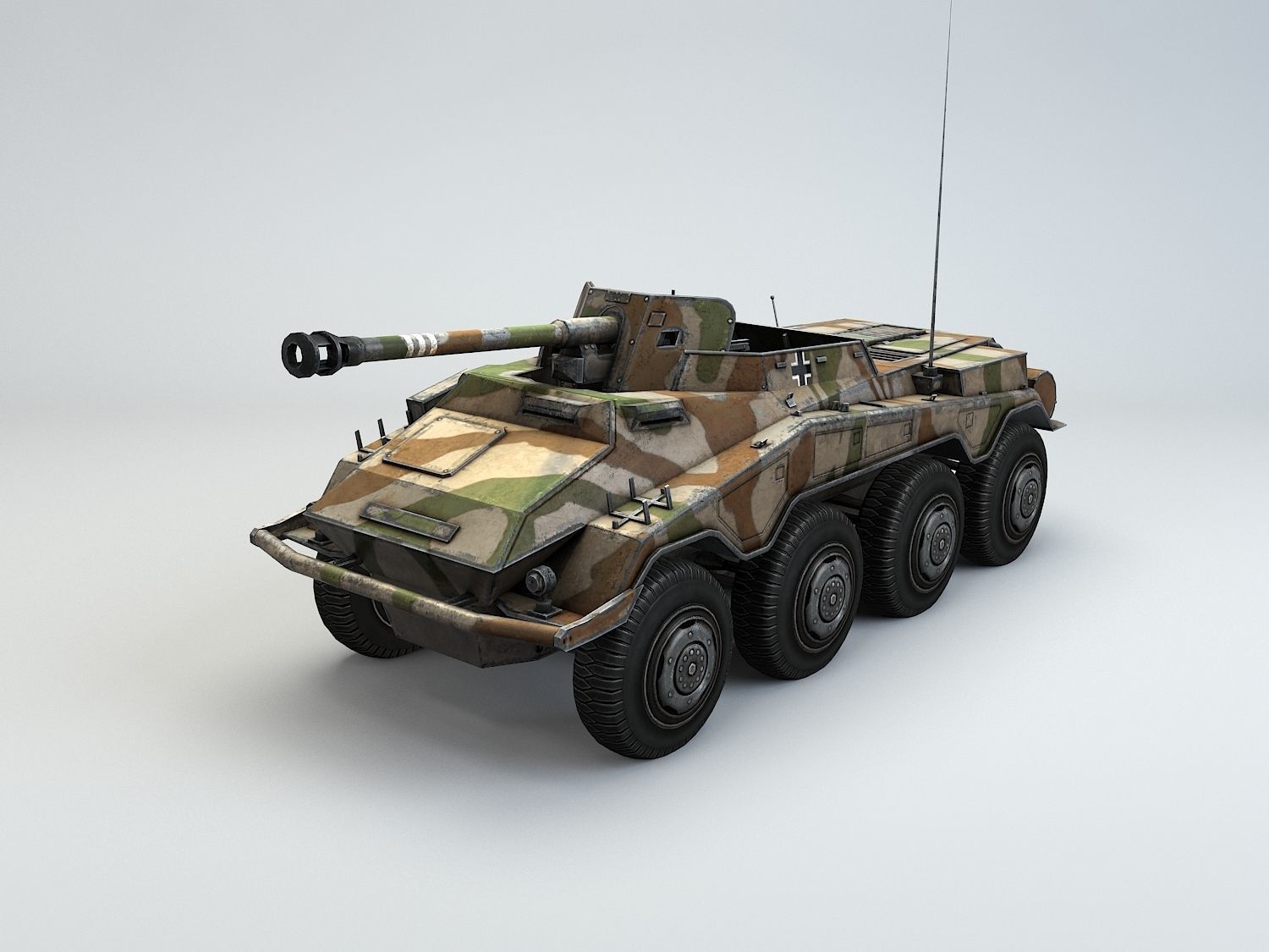 Low Poly SdKfz 234 4 Pakwagen Low-poly 3D model_1