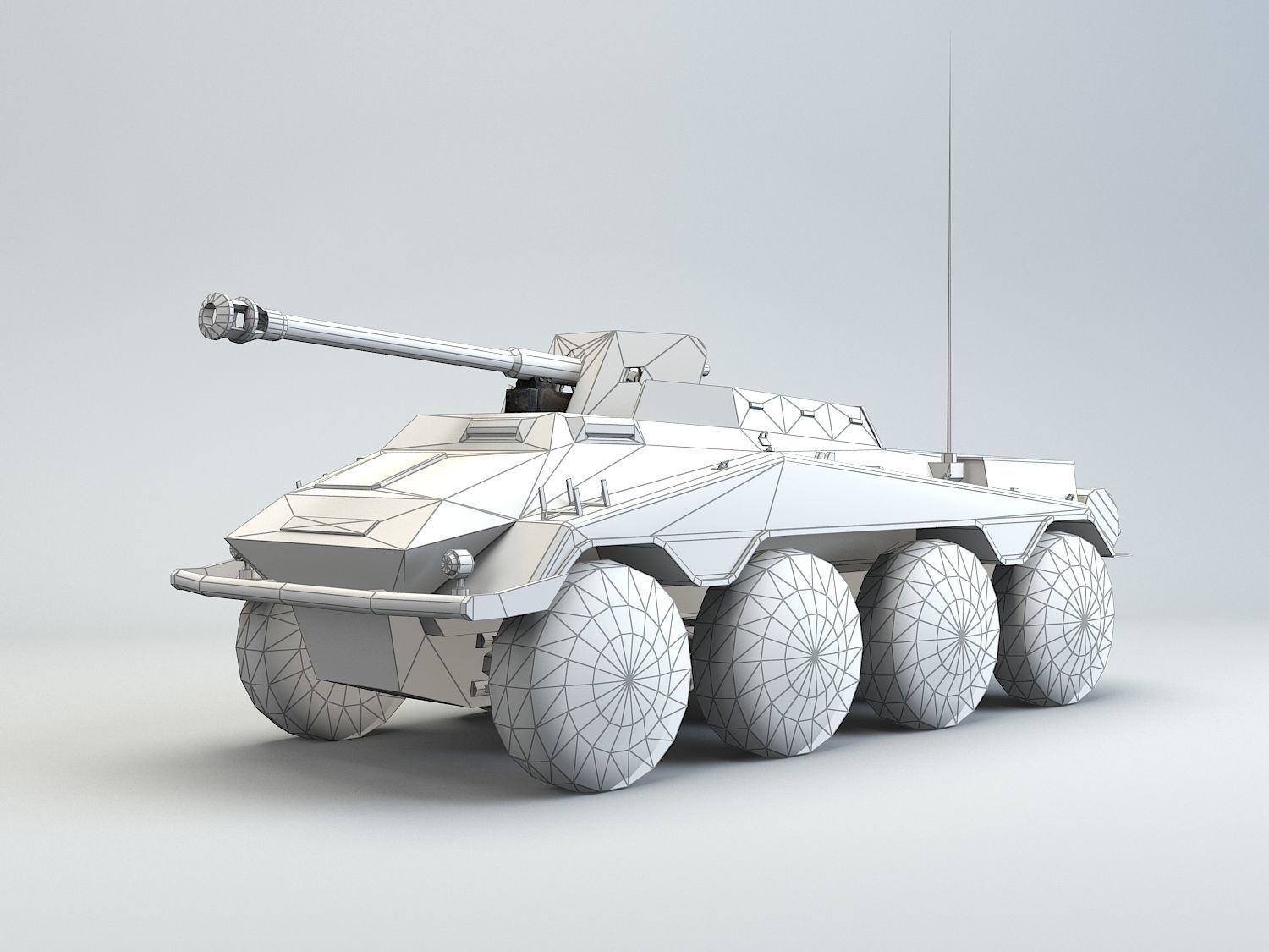 Low Poly SdKfz 234 4 Pakwagen Low-poly 3D model_9