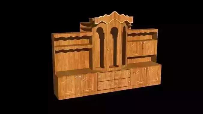 3d Cabinet wooden Low-poly 3D model