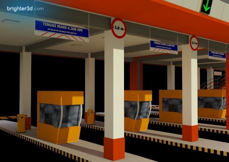Toll Free Way Gate 3D model_3