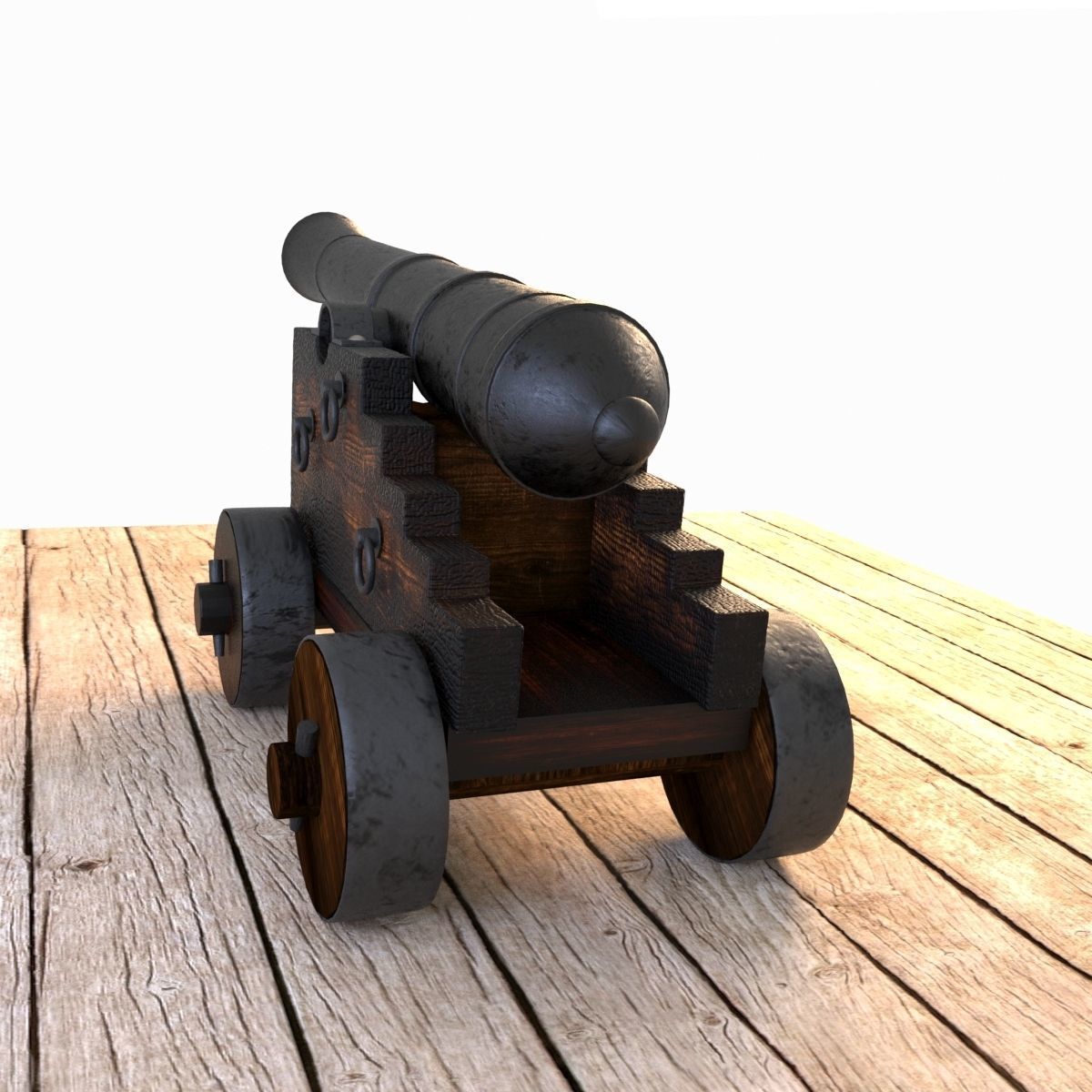 Vessel Cannon Pirate Cannon Low-poly 3D model_5