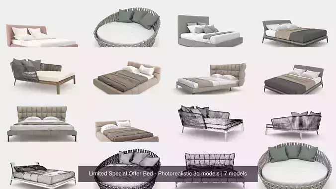 Limited Special Offer Bed - Photorealistic 3d models 3D Model Collection