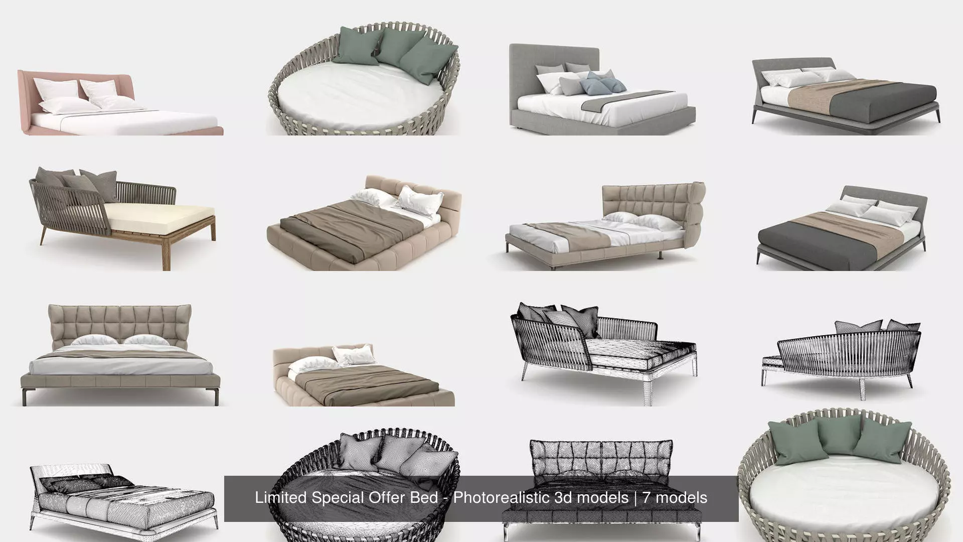 Limited Special Offer Bed - Photorealistic 3d models 3D Model Collection_0