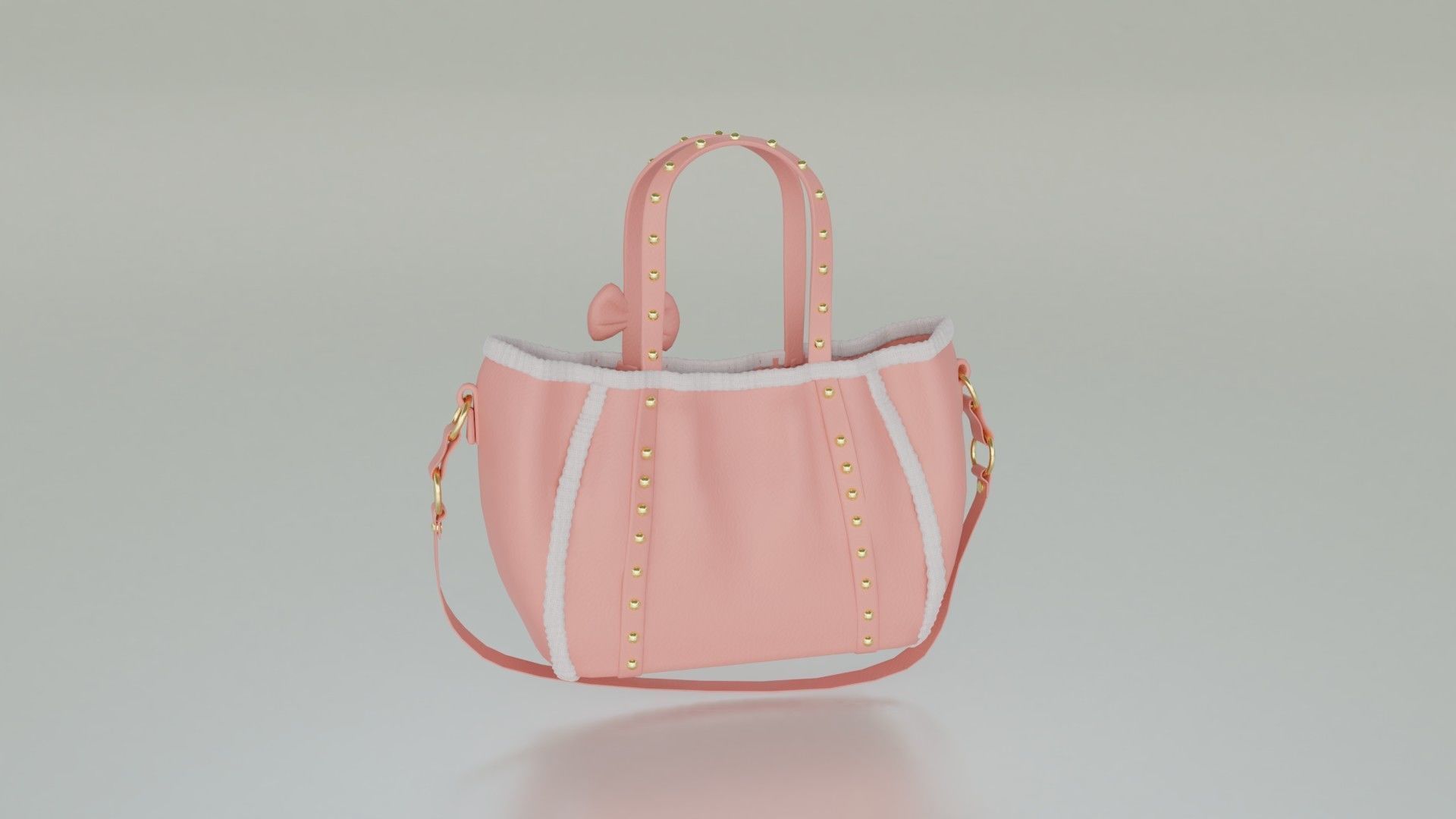 Handbag with cute teddy add on Low-poly 3D model_3