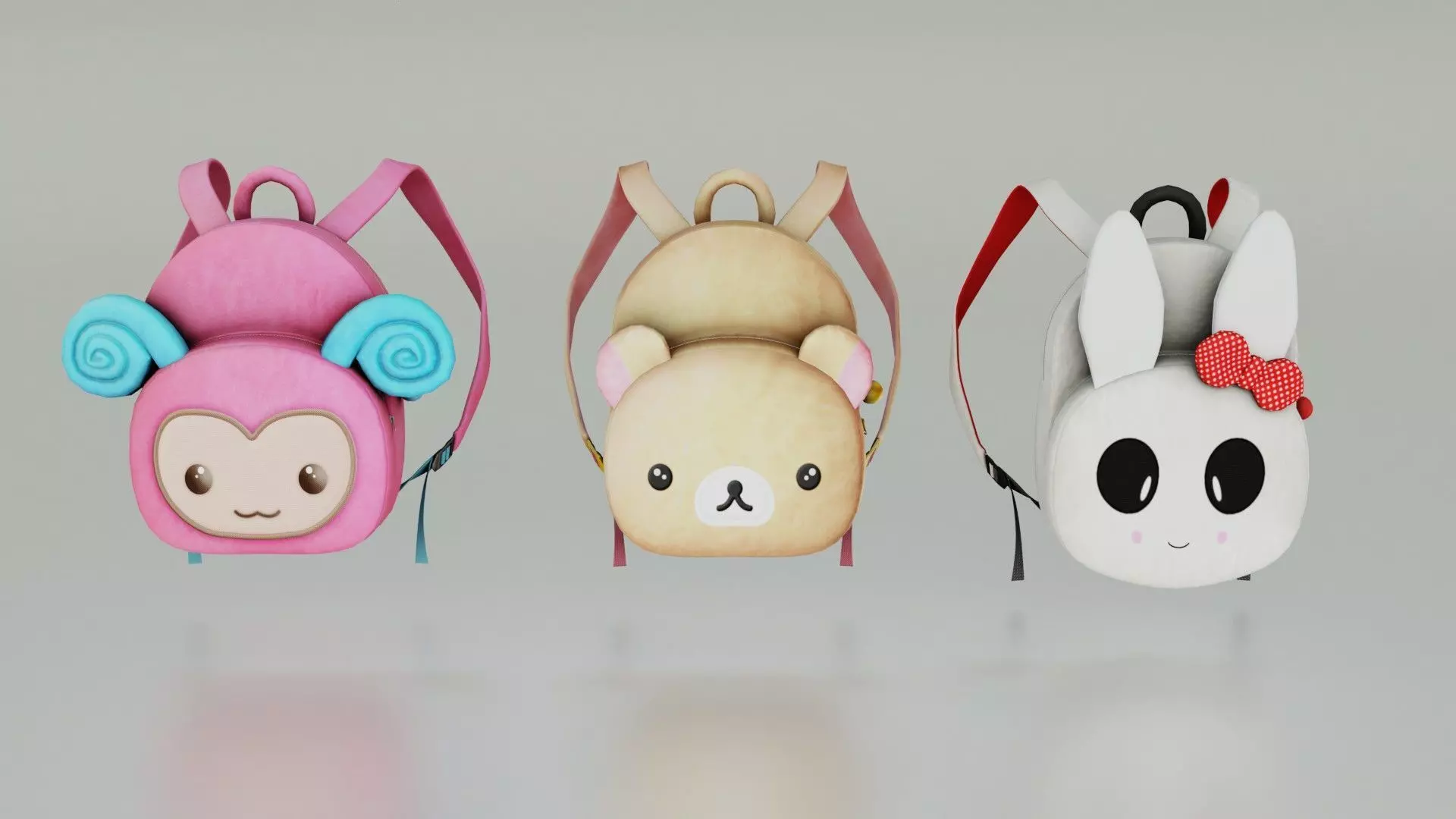 3 backpack bags PACK - Low poly 3D Model Low-poly 3D model_0