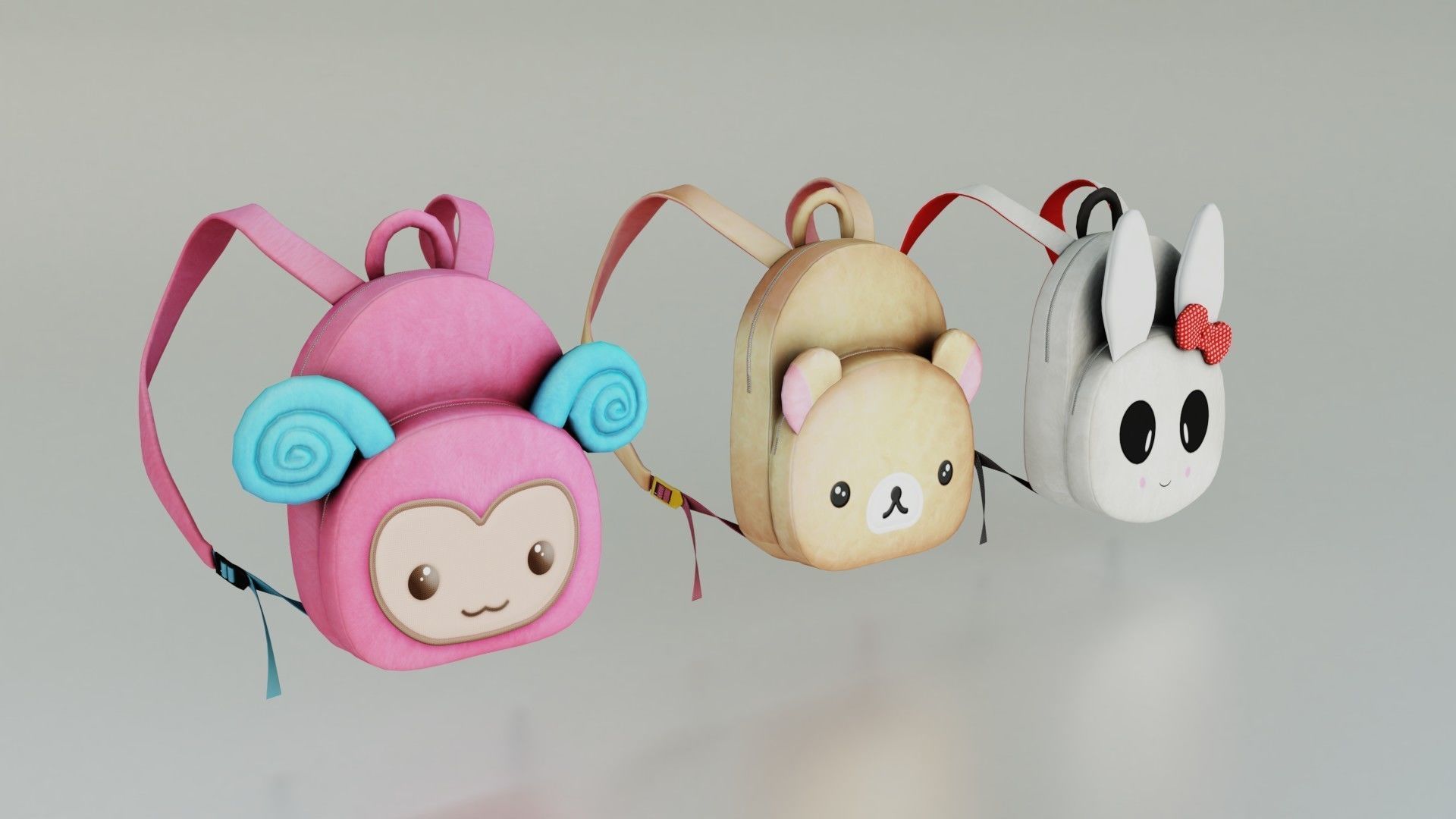 3 backpack bags PACK - Low poly 3D Model Low-poly 3D model_2