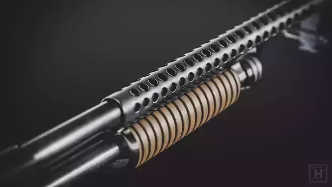 WWII Trench Shotgun Low-poly 3D model
