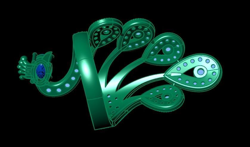 peacock ring 3D print model_5