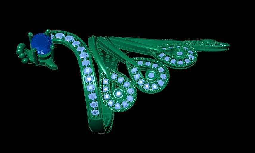 peacock ring 3D print model_6